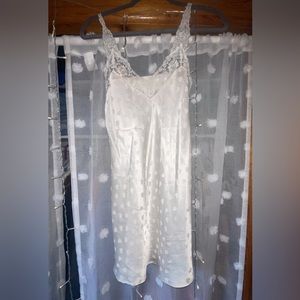 Y2K Silkscreen white heart & lace intimate lingerie slip dress